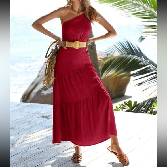 Boho one shoulder ruffle hem maxi dress - Picture 2 of 15